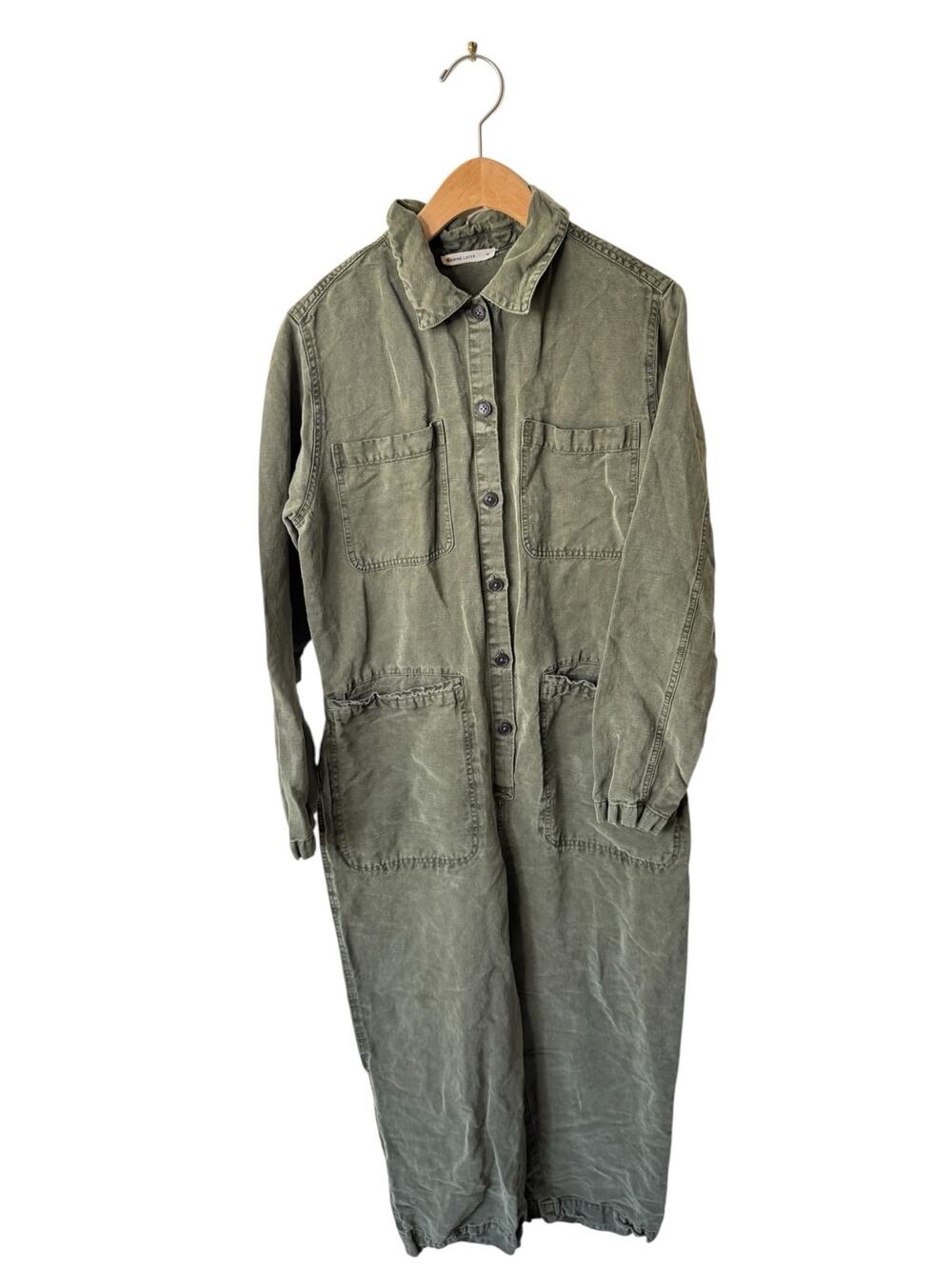 MARINE LAYER Charlie Utility Jumpsuit Faded Olive Green Style 14488 Size Medium